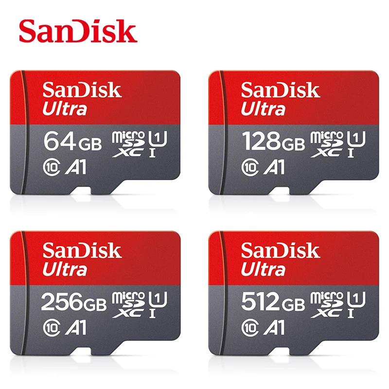100% SanDisk A1 ޸ ī, Ŭ 10 UHS-1 ÷ ũ SD ī, 32GB, 64GB, 128GB, 100 MB/S, 256GB, 512GB,  